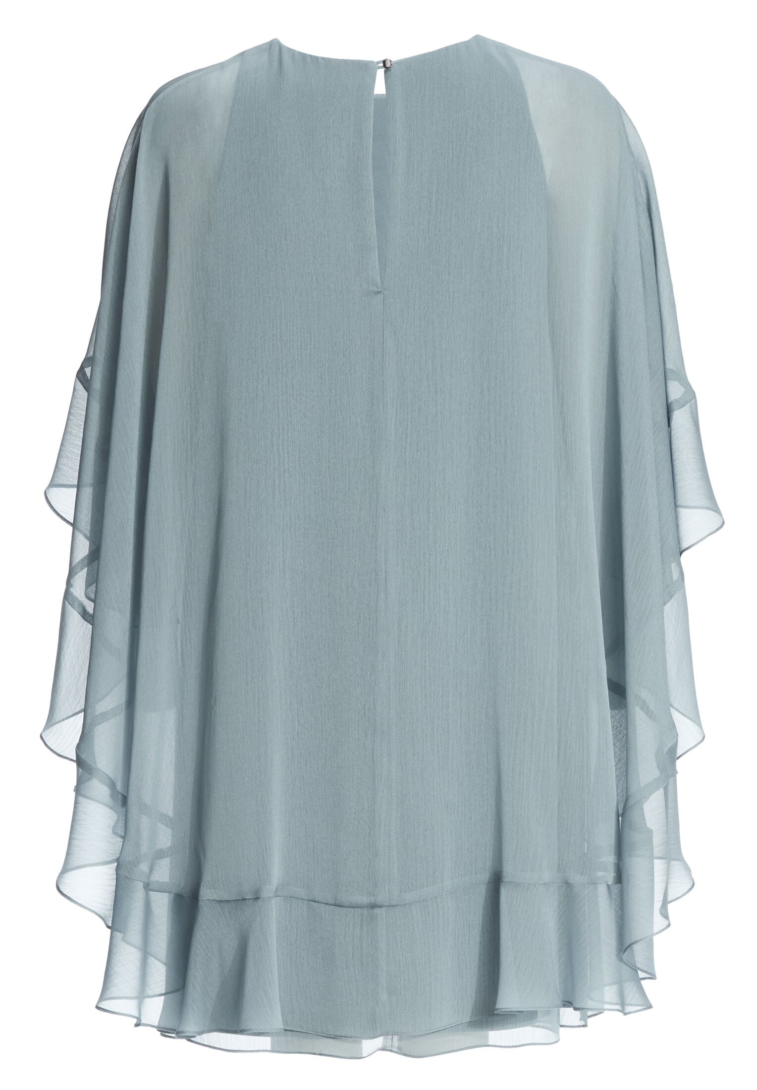 Kurzes Cape-Kleid aus Crinkle Chiffon mit Volants