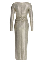 Abendkleid in 7/8 Länge aus foliertem Jersey mit Beinschlitz