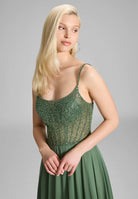 Chiffonkleid mit besticktem Top