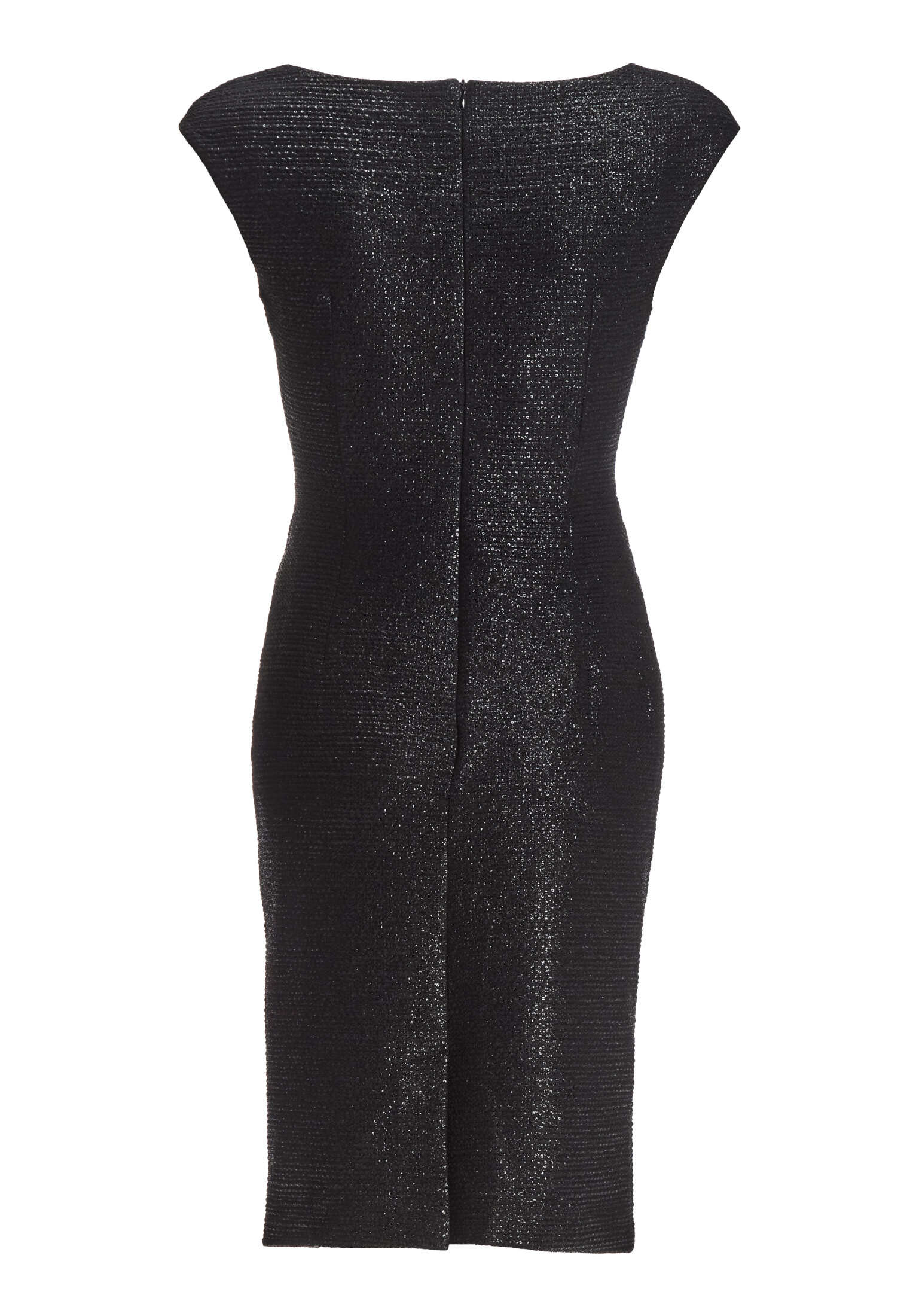 Cocktailkleid aus foliertem Jersey in Bouclé Optik mit Drapierungen