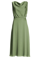 Cocktailkleid aus gehämmertem Satin mit Wasserfall Ausschnitt