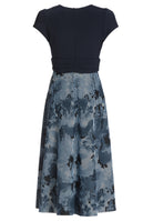 Midi Kleid mit Rock aus bedrucktem Ottoman