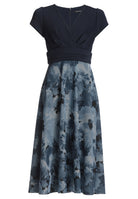 Midi Kleid mit Rock aus bedrucktem Ottoman