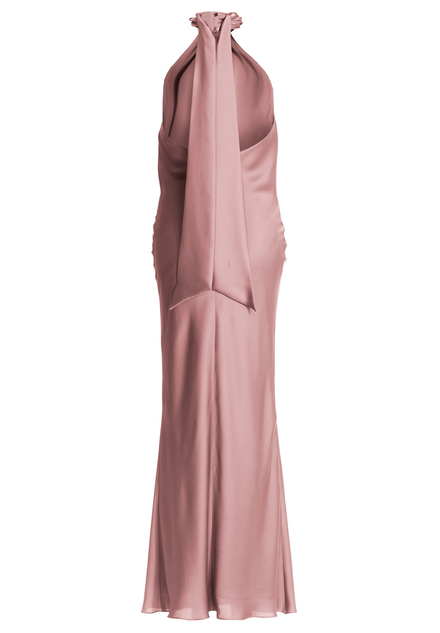 Abendkleid aus nachhaltigem Satin mit Stehkragen