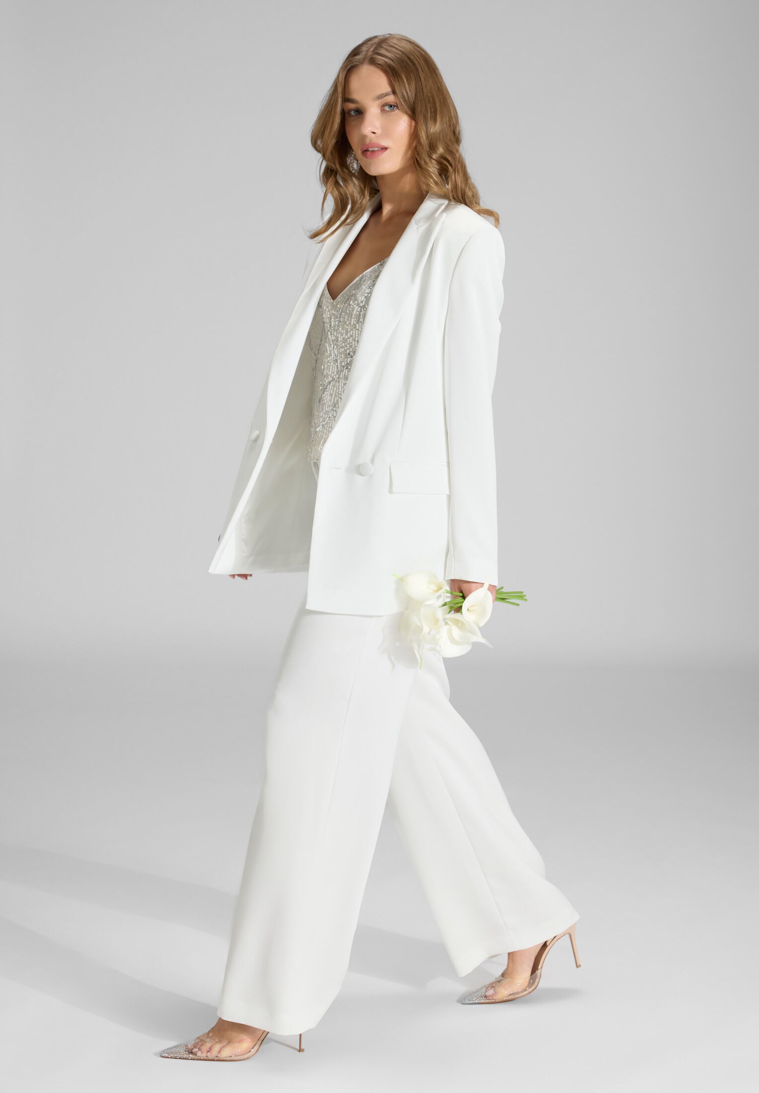 Hose aus Satin mit geradem Bein