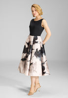 Cocktail Kleid aus bedrucktem Twill mit Scuba Oberteil