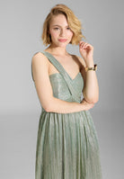 Abendkleid One Shoulder aus glänzendem Plissee Jersey