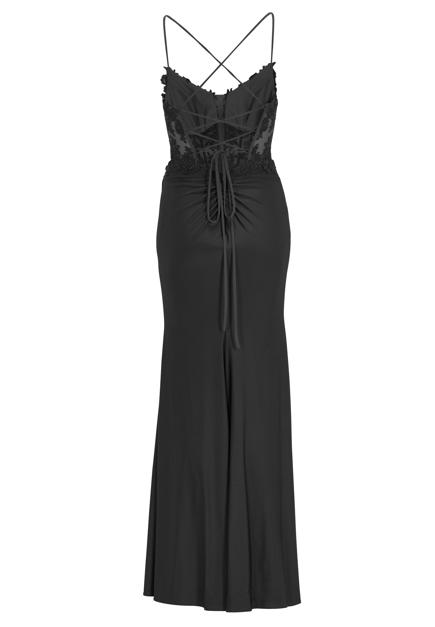 Bodycon Kleid mit Spitzenstickerei und Beinschlitz