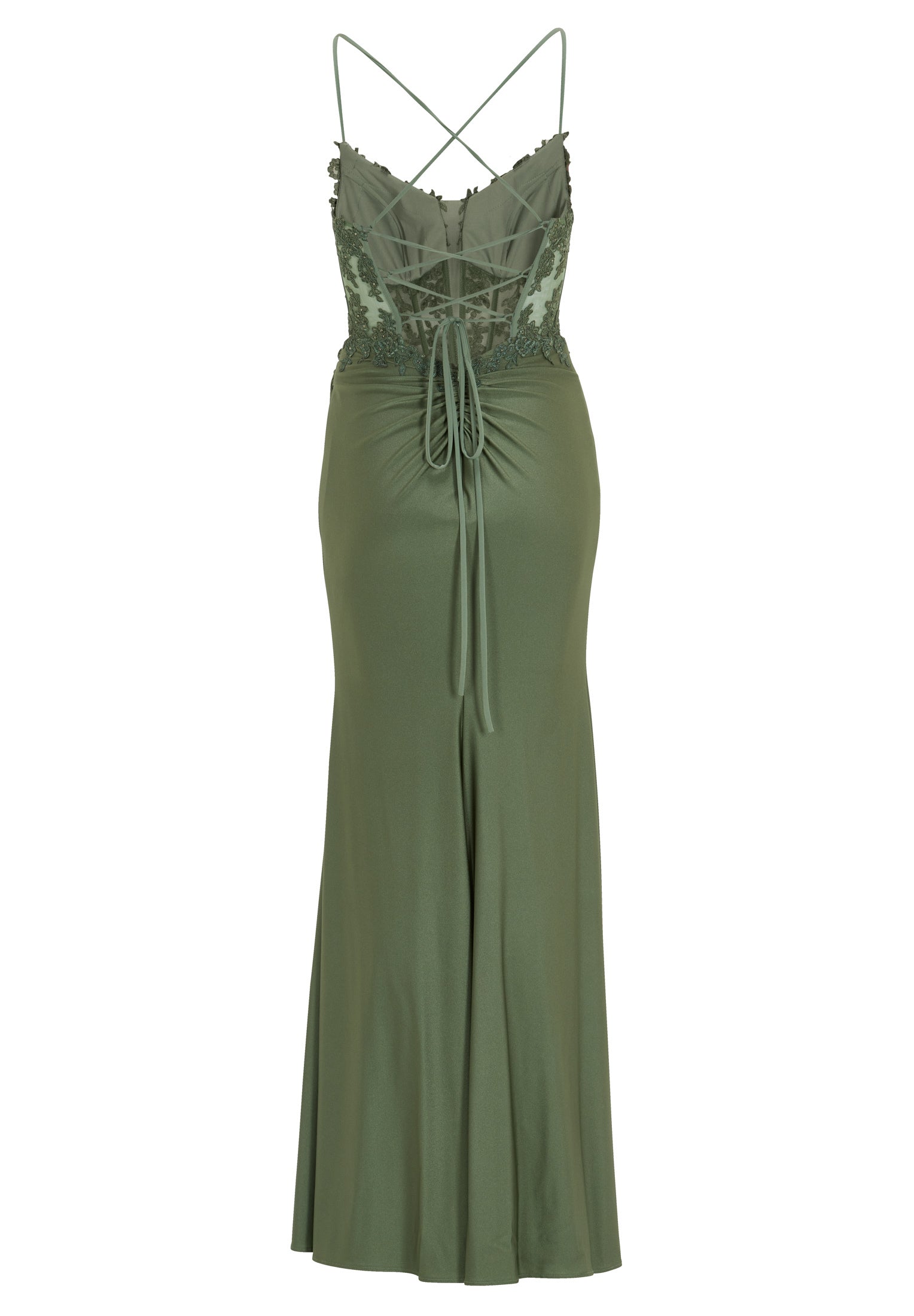 Bodycon Kleid mit Spitzenstickerei und Beinschlitz