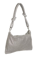 Elegante Handtasche aus glänzendem Strassgewebe silver One Size
