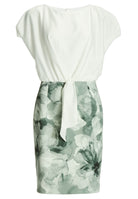 Etuikleid aus floral bedrucktem Scuba und Satin Top