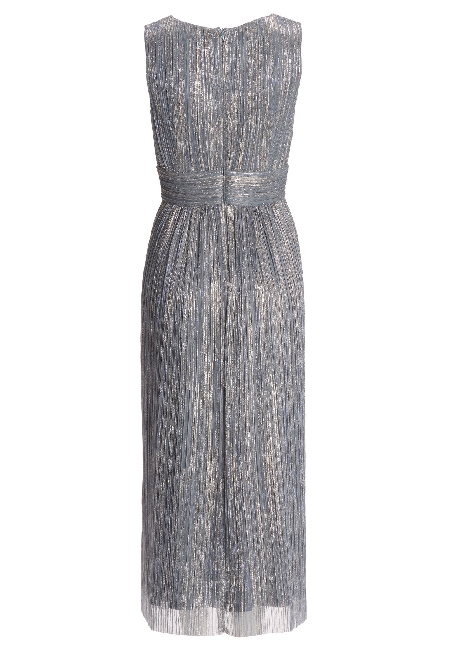 Cocktailkleid aus glänzendem Plissee Jersey mit V-Ausschnitt