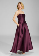 Abendkleid aus edlem Twill mit Korsage Oberteil merlot red
