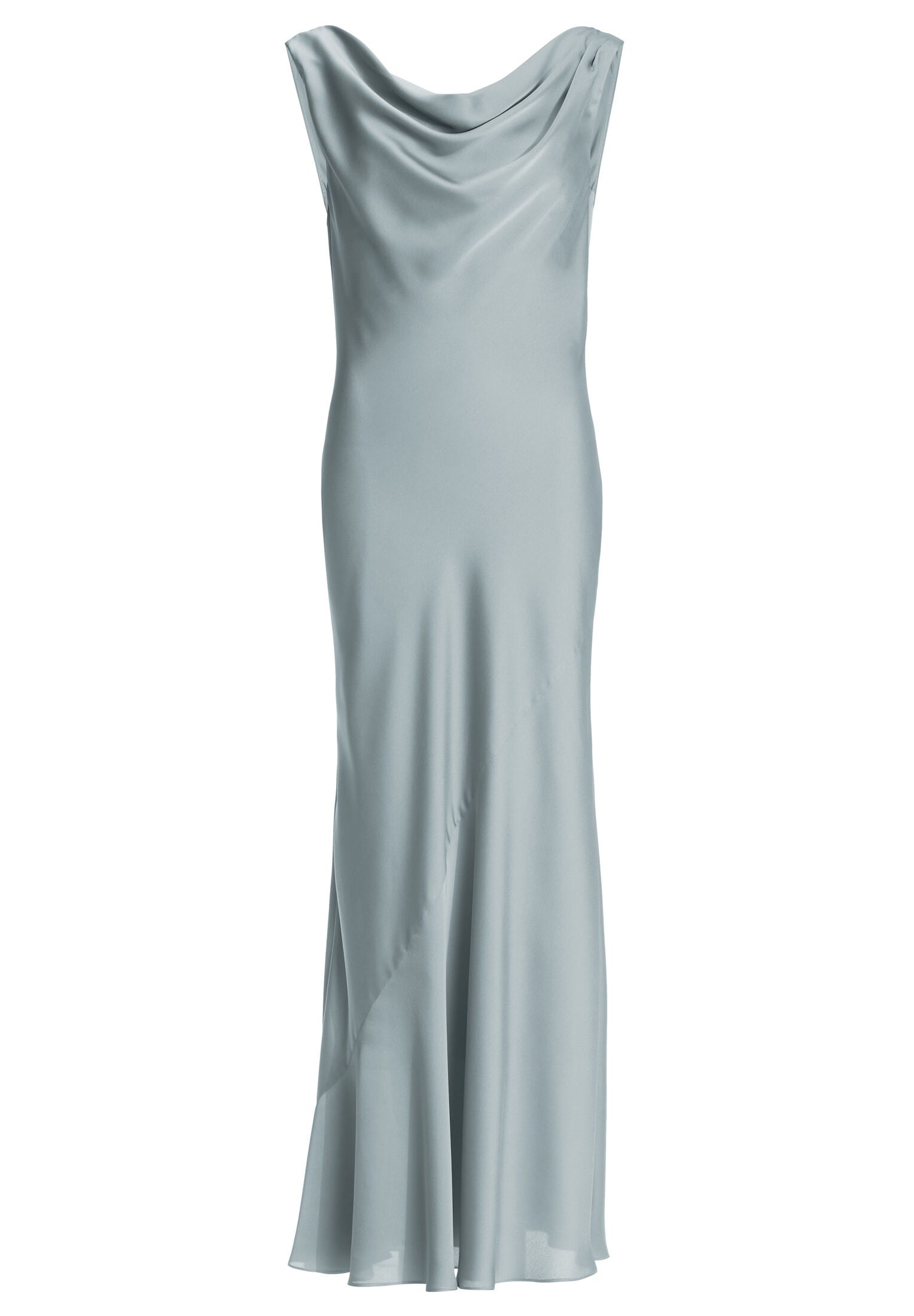 Abendkleid aus nachhaltigem Satin mit Wasserfall Ausschnitt