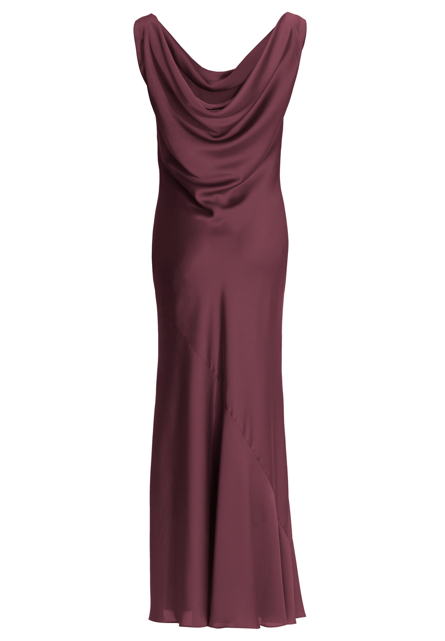 Abendkleid aus nachhaltigem Satin mit Wasserfall Ausschnitt