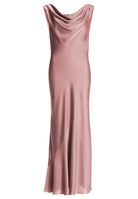 Abendkleid aus nachhaltigem Satin mit Wasserfall Ausschnitt