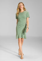 Cocktailkleid aus Crepe Jersey mit Volant am Saum matcha green