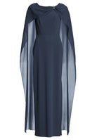 Abendkleid aus Crepe Jersey mit Chiffon Cape und Zierteil