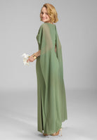 Abendkleid aus Crepe Jersey mit Chiffon Cape und Zierteil