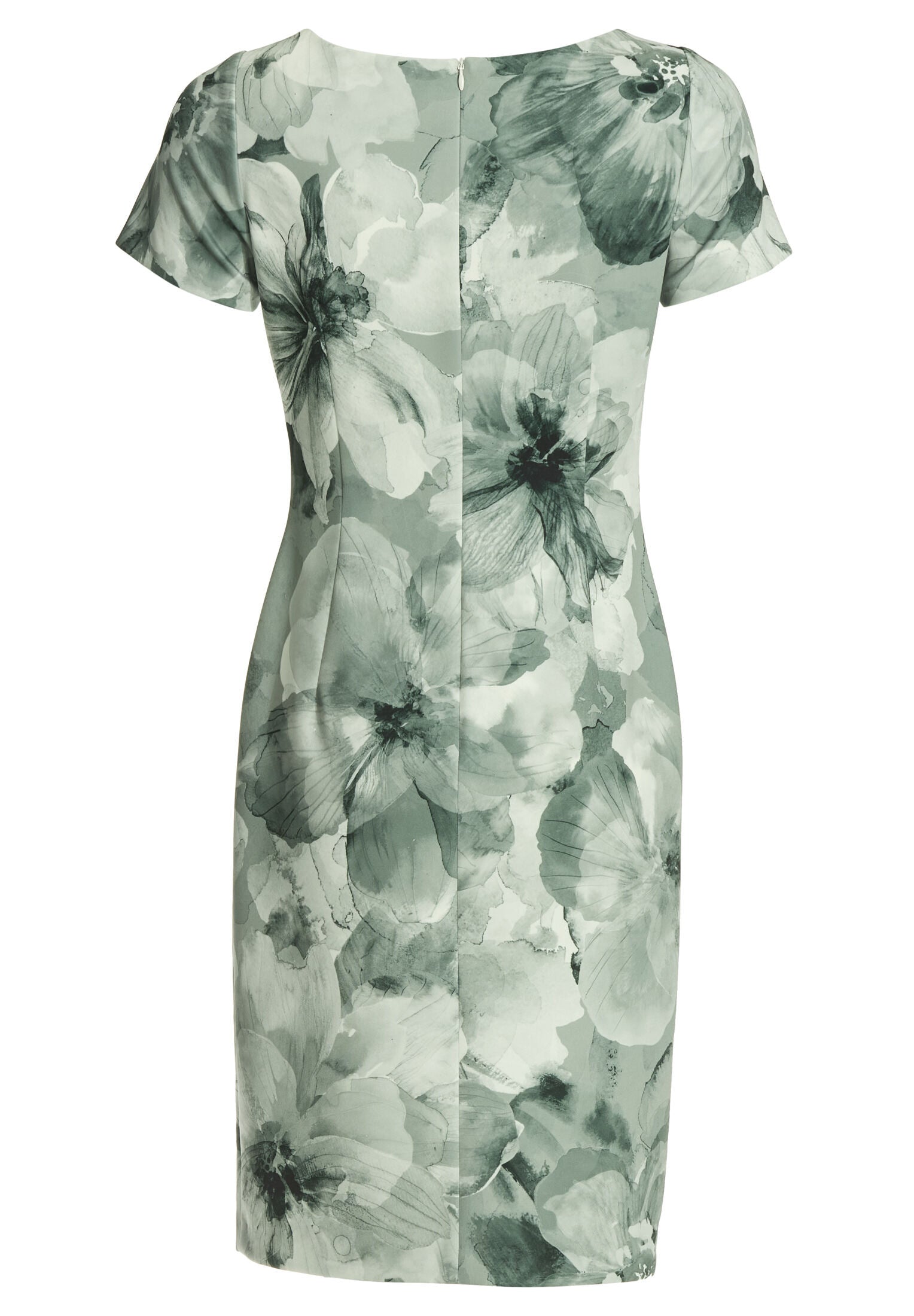 Etuikleid aus bedrucktem Scuba mit Falten Detail