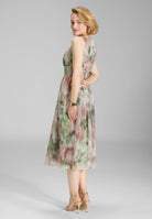 Cocktailkleid aus bedrucktem Chiffon mit Taillenpasse