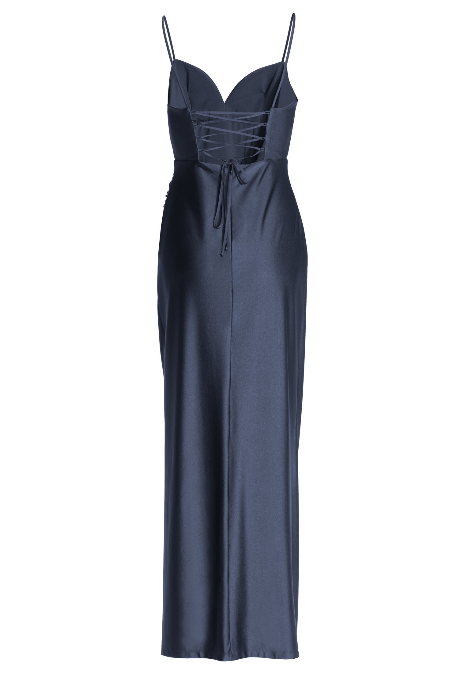 Figurbetontes Abendkleid aus Jersey Satin mit Schnürung im Rücken
