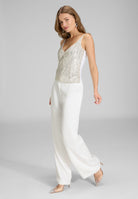 Top mit Spagettiträgern und Pailletten Bestickung