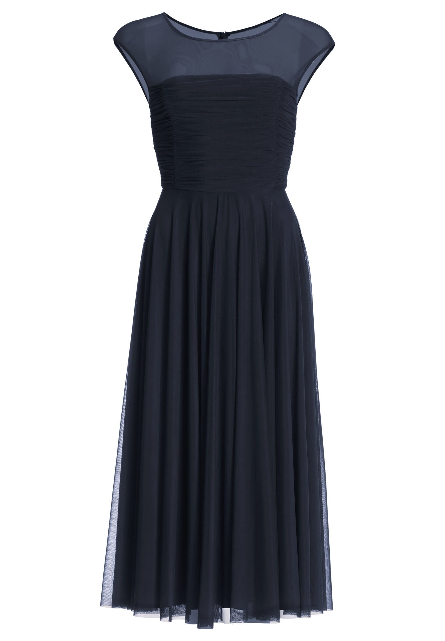 Cocktailkleid aus Mesh mit geraffter Korsage